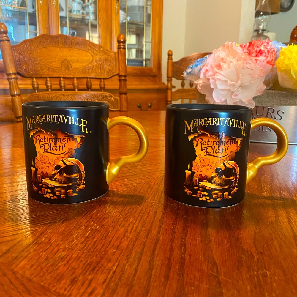 Set of Margaritaville retirement mugs